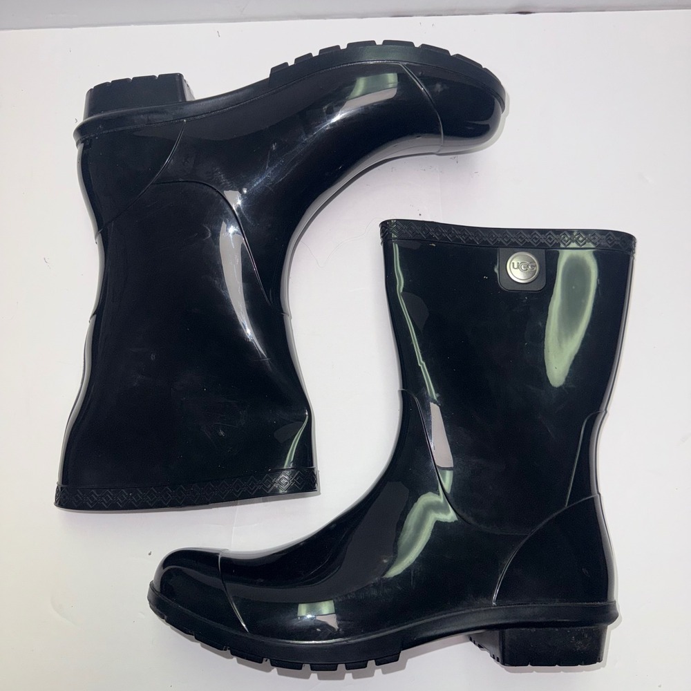 UGG Sienna Rain Boots Womens 10 Black Glossy Waterproof 1014452